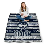 personalized uconn huskies layered florals blue white quilt blanket best selling