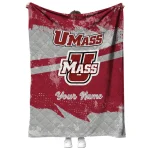 personalized umass minutemen brushstroke layers red quilt blanket best selling