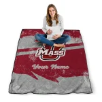 personalized umass minutemen brushstroke layers red quilt blanket best selling