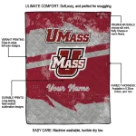 personalized umass minutemen brushstroke layers red quilt blanket best selling