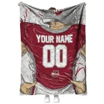 personalized umass minutemen player sketch red gray quilt blanket best selling