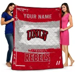 personalized unlv rebels grunge patch red white quilt blanket best selling