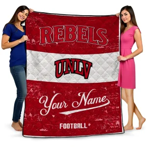 personalized unlv rebels hibiscus burst red white quilt blanket best selling