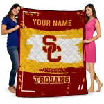 personalized usc trojans grunge patch red white quilt blanket best selling