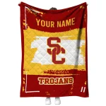 personalized usc trojans grunge patch red white quilt blanket best selling