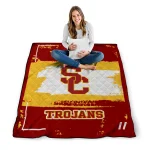 personalized usc trojans grunge patch red white quilt blanket best selling