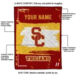 personalized usc trojans grunge patch red white quilt blanket best selling