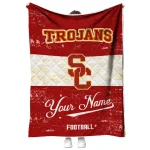 personalized usc trojans hibiscus burst red white quilt blanket best selling