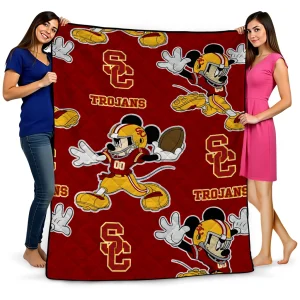 personalized usc trojans mickey football red quilt blanket best selling