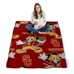personalized usc trojans mickey football red quilt blanket best selling