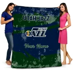 personalized utah jazz brushstroke layers navy quilt blanket best selling