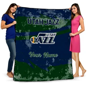 personalized utah jazz brushstroke layers navy quilt blanket best selling