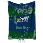 personalized utah jazz brushstroke layers navy quilt blanket best selling