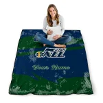 personalized utah jazz brushstroke layers navy quilt blanket best selling