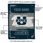 personalized utah state aggies grunge patch navy white quilt blanket best selling