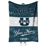 personalized utah state aggies hibiscus burst navy white quilt blanket best selling