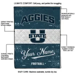 personalized utah state aggies hibiscus burst navy white quilt blanket best selling