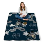 personalized utah state aggies mickey football navy quilt blanket best selling