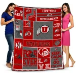 personalized utah utes helmet passion red quilt blanket best selling