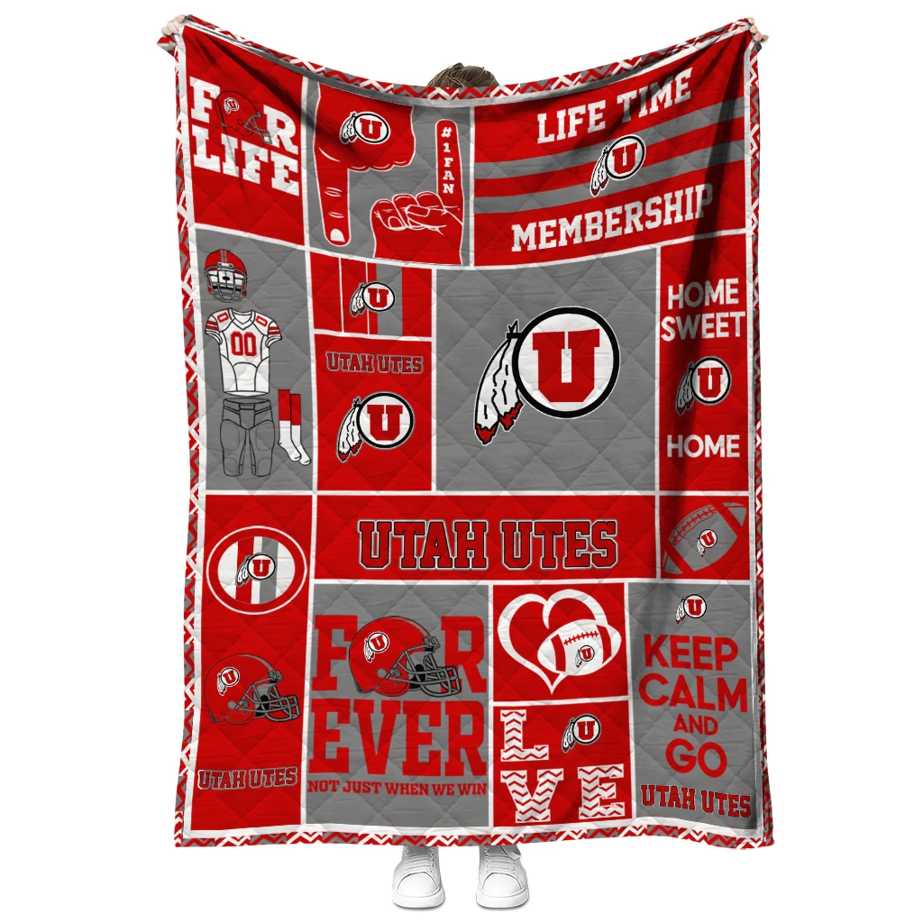 personalized utah utes helmet passion red quilt blanket fashion forward
