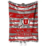 personalized utah utes layered florals red white quilt blanket best selling