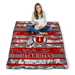 personalized utah utes layered florals red white quilt blanket best selling