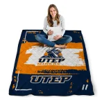 personalized utep miners grunge patch blue white quilt blanket best selling