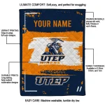 personalized utep miners grunge patch blue white quilt blanket best selling