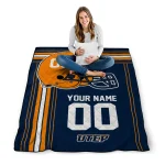 personalized utep miners helmet theme blue quilt blanket best selling