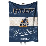 personalized utep miners hibiscus burst blue white quilt blanket best selling