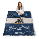 personalized utep miners hibiscus burst blue white quilt blanket best selling