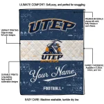 personalized utep miners hibiscus burst blue white quilt blanket best selling