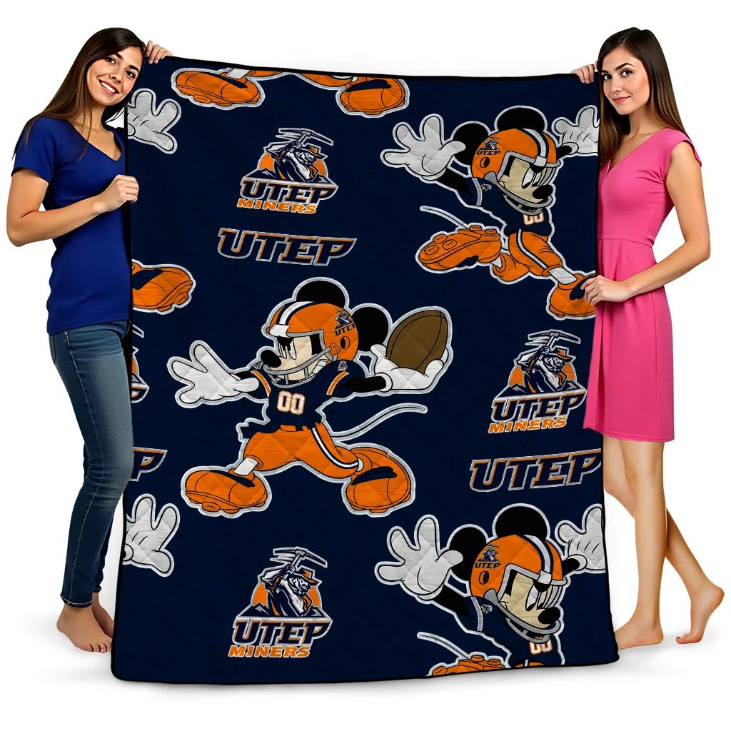 personalized utep miners mickey football blue quilt blanket best selling personalized utep miners mickey football blue quilt blanket best selling