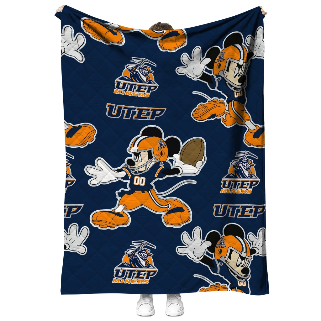 personalized utep miners mickey football blue quilt blanket fashion forward personalized utep miners mickey football blue quilt blanket fashion forward