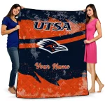 personalized utsa roadrunners brushstroke layers orange quilt blanket best selling