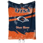 personalized utsa roadrunners brushstroke layers orange quilt blanket best selling