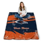 personalized utsa roadrunners brushstroke layers orange quilt blanket best selling