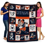 personalized utsa roadrunners mickey crimson orange white quilt blanket best selling