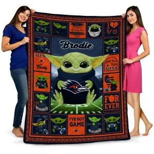 personalized utsa roadrunners yody baby pattern orange quilt blanket best selling