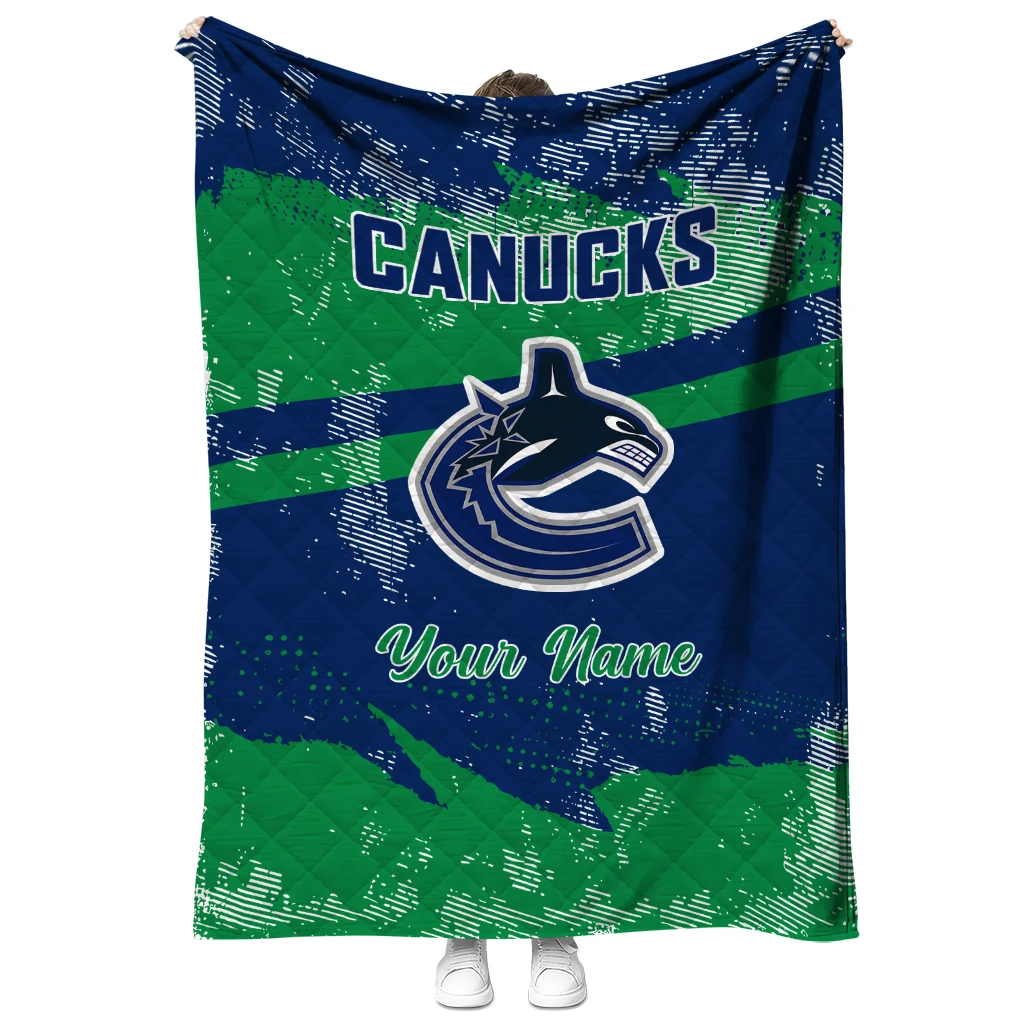 personalized vancouver canucks brushstroke layers blue quilt blanket fashion forward personalized vancouver canucks brushstroke layers blue quilt blanket fashion forward