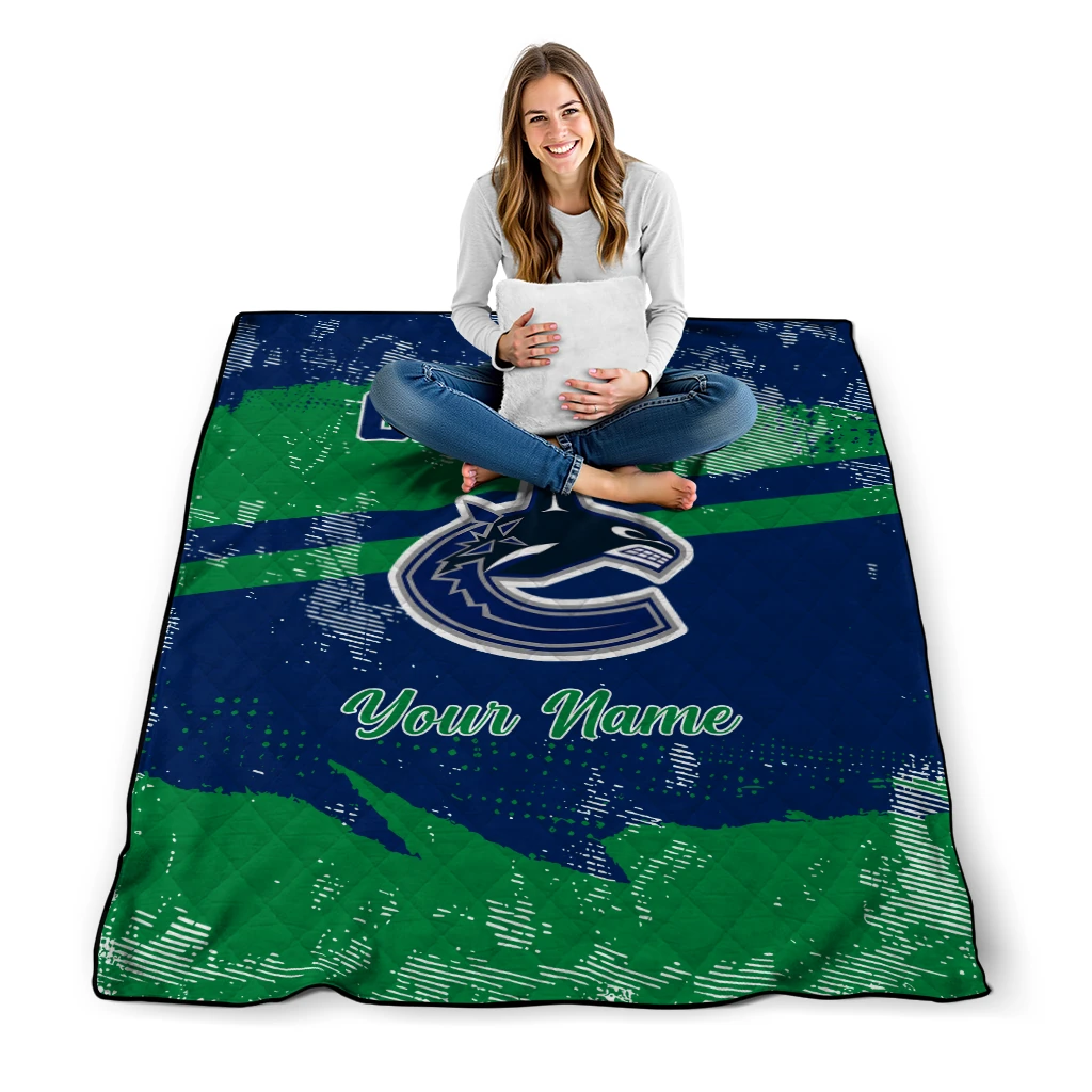 personalized vancouver canucks brushstroke layers blue quilt blanket high quality personalized vancouver canucks brushstroke layers blue quilt blanket high quality