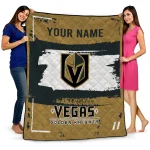 personalized vegas golden knights grunge patch tan white quilt blanket best selling