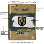 personalized vegas golden knights grunge patch tan white quilt blanket best selling