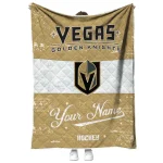 personalized vegas golden knights pinstripe lines tan white quilt blanket best selling