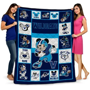 personalized villanova wildcats mickey crimson navy white quilt blanket best selling