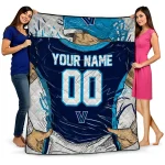 personalized villanova wildcats player sketch navy gray quilt blanket best selling
