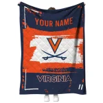 personalized virginia cavaliers grunge patch blue white quilt blanket best selling