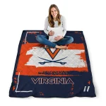 personalized virginia cavaliers grunge patch blue white quilt blanket best selling