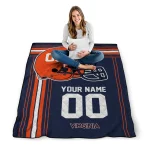 personalized virginia cavaliers helmet theme blue quilt blanket best selling
