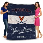 personalized virginia cavaliers hibiscus burst blue white quilt blanket best selling